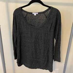 James Perse Dark Gray Scoop Neck 3/4 Sleeve Tee